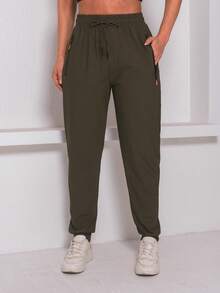 calça femenina   Simples    Nó  Bolso  Cordão