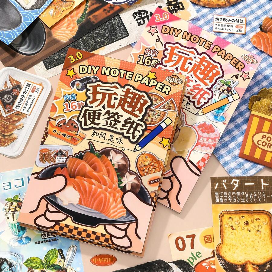 Fun Memo Pad Handmade DIY Food-Themed Origami Puzzle Quirky Personalized Creative Writable Message Note Paper Material Book School Supplies - one-size - View 1