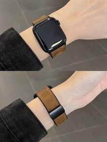 1pc Leather Silicone Magnetic Watch Strap Compatible With Apple Watch As A Gift For Students Returning To School