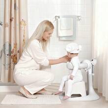 Ubravoo Baby Bath Stand, Baby Bath Assistant, Toddler Bath Support With Adjustable Height & Armrest, Portable Bath Rack With Anti-Skip Base, Bath Helper For Infants 6-36 Months - White - View 2