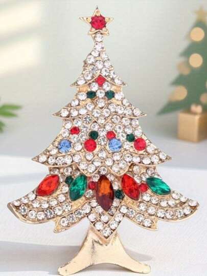 إكسسوارات مجوهرات هدايا شعبية للرجال والنساء، دبوس شجرة عيد الميلاد المرصع بالبريق، إحساس بالجو الاحتفالي لرأس السنة الجديدة