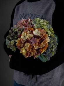 1 pezzo Fiore artificiale di ortensia vintage, decorazione per il soggiorno, composizione floreale di ortensia vintage, fiore di seta, decorazione per la casa, accessorio per la fotografia - Multicolore - Visualizzare 1