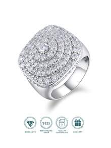 1 pieza Anillo de Moissanita en espiral, estilo minimalista, incrustado en plata de ley S925, chapado en oro de 18K, con diamantes engastados elegantes, banda cerrada, talla 8/9/10/11/12, diseño hipoalergénico y sin níquel, adecuado para bodas, fiestas, banquetes y festividades de Ramadán, incluye certificación GRA