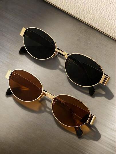 1/2 piezas de gafas de mujer con marco de metal ovalado/poligonal, adecuadas para uso diario y actividades al aire libre