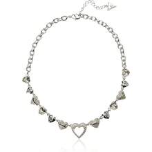 Women's Repeating Hearts Link Necklace With Crystal Pave