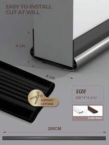 Nueva Actualización Guardapolvo y Protector para Puerta,200CM Burlete para Puerta,BONACHAN Burlete Cubrepolvo para Puertas,Under Door Draft Stopper,Polveras de Silicon,Sellador (Blanco, 200CM) - Negro - Ver 3