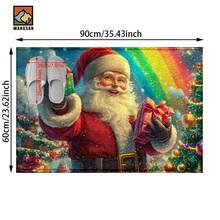 1PC Santa Claus Background Pattern Bathroom Mat, Imitation Cashmere Material, Plush Decoration, Suitable For Bathroom, Doorway, Kitchen And Holiday Decoration, Machine Washable, Gift Choice - Multicolor - View 17
