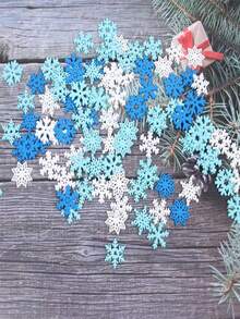 10/50/100 pièces Décorations de flocons de neige de Noël Style de combinaison de couleurs aléatoires - Idéal pour les artisanats DIY, les ornements et les décorations de cadeaux