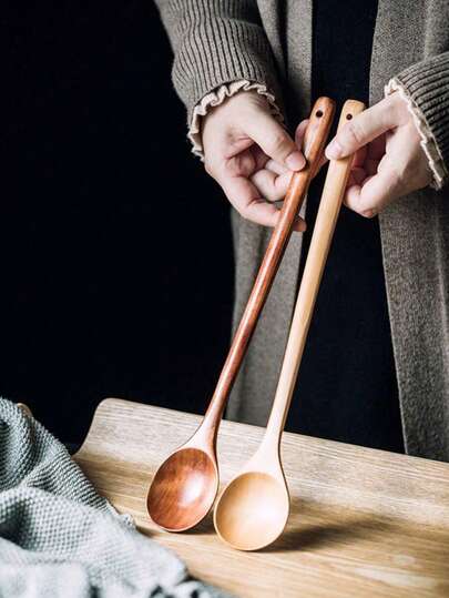 1支/2支装长柄木勺，13英寸/33厘米，厨房搅拌勺，返校季厨房礼品