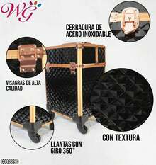 Maletín Neceser Cosmetiquera Carrito Maquillaje Con Ruedas - Negro - Ver 3