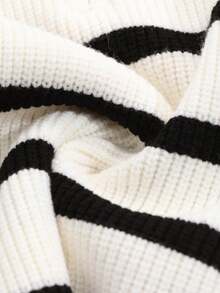 1pc Teen Boys Fashion Versatile Color Block Patchwork Zip-Up Pullover Sweater Knit Top For Spring, Autumn, Winter, Back To School - White - View 4