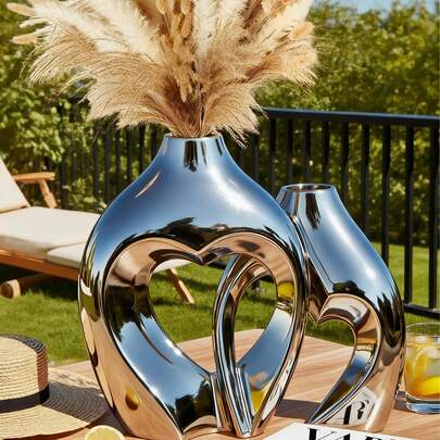 Juego de 2 jarrones - 2 jarrones modernos con forma de corona, jarrones decorativos de estilo minimalista blanco, adecuados para sala de estar, entrada, estantería, repisa de chimenea, centro de mesa (consulte las dimensiones en las imágenes del producto)