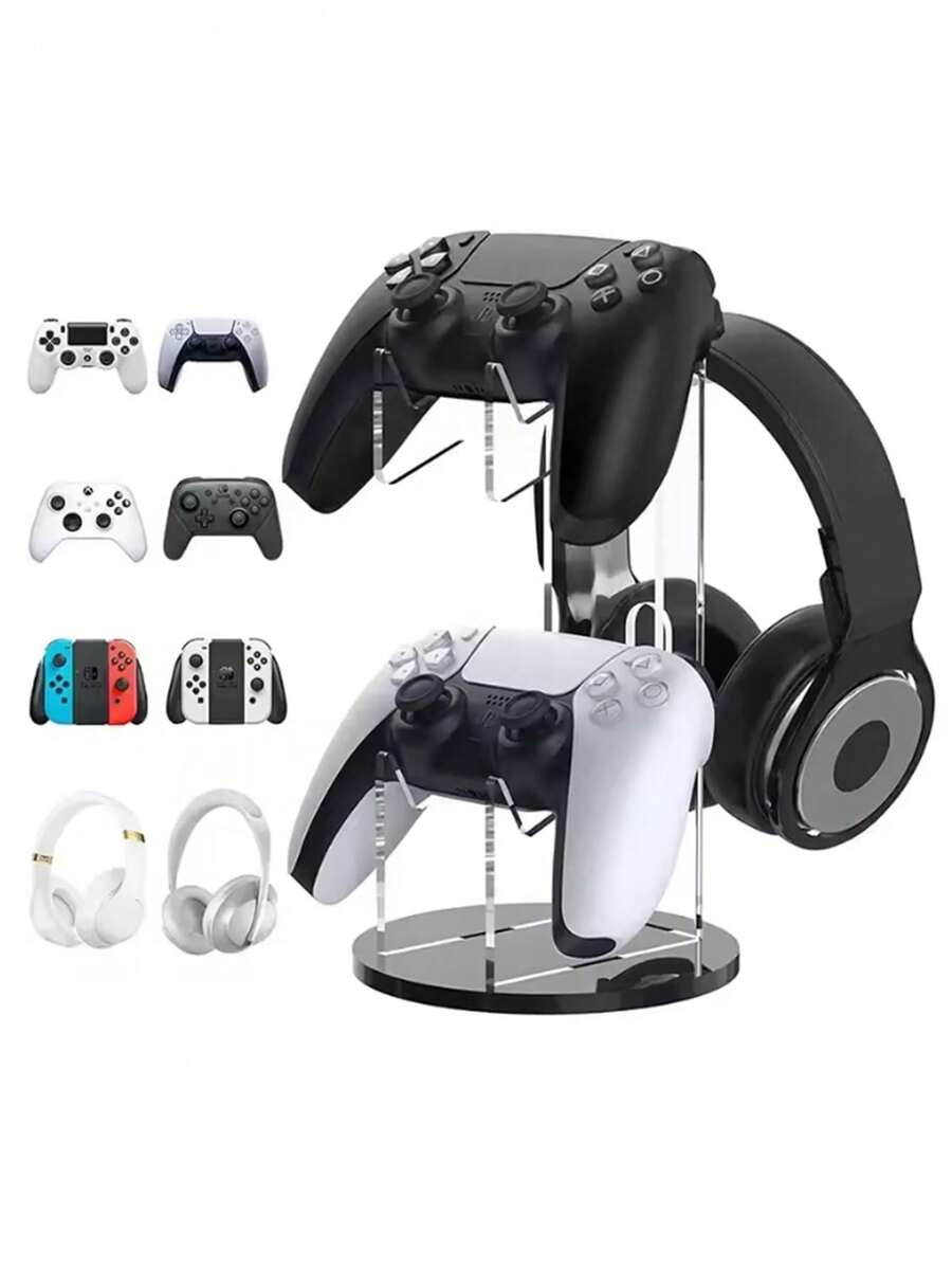 1 件全新通用亚克力展示架、耳机挂架、多功能支架、可拆卸支架、桌面收纳架，适用于手机/Switch/游戏控制器/电子产品/PC 游戏/控制台支架 - 彩色 - 查看 1