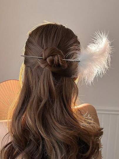 1 Stück/2 Stück Feder Haarclip für Frauen, einfaches & modisches Haaraccessoire, vielseitiger Haarschmuck für Partys, Hochzeiten, Alltagstragen, Dutt-Erweiterung, Haarstyling Pins