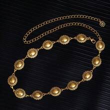 1pc Adjustable Metal Disc Waist Chain, Women Dress Accessory Waist Belt, Versatile For Sweater, Bohemian Style Slimming Waist Cincher