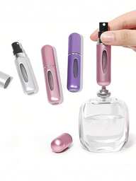 1 pieza/3 piezas/4 piezas Botella de perfume recargable de 5ml, Botella de perfume de viaje, Botella de spray recargable de viaje, Empaquetado individualmente, Botella de recarga de perfume de viaje y dispensador de perfume portátil, Botella de perfume color rosa glitter con pulverizador, Para almacenamiento de perfume esencial de viaje, Sala de estar, Dormitorio, Baño, Boda, Fiesta, Cumpleaños, Regalos para hombres y mujeres, Amigos, Padres, Accesorios, Nuevo regalo de año divertido