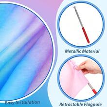 - Juego de 2 banderas de alabanza de 32 pulgadas con barra escalable para nios, semicrculo, alabanza, iglesia, banderas para adoracin, baile, prctica al aire ltima intervensin - Rosa púrpura azul - Ver 4