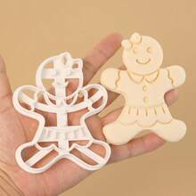 4pcs Gingerbread Man Stamp Mold Cartoon Christmas Stamp Mold Embossing Tool Fondant Baking Cookie Cutter - White - View 4
