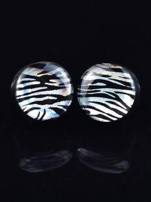 1 par de dilatadores y túneles de oreja redondos de 8-30mm de acrílico iridiscente plateado y negro, joyería de perforación corporal de moda - Negro - Ver 26