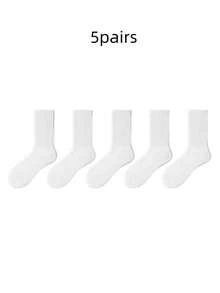 10 双男士纯白袜子，美式厚吸水透气日常穿着和运动中筒袜，男女通用 - 彩色 - 查看 18