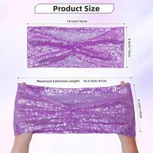 Gold Sequin Chair Sashes With Bow For Folding Chairs, Party Wedding Reception Decorations, 20 PCS - Lavender - View 4