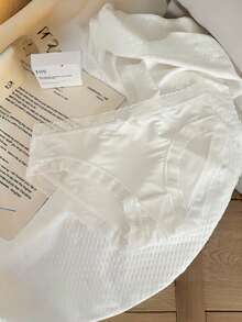 7pcs/Pack Women's Lace Trim Solid Color Seamless Briefs, Breathable & Comfortable, Mid-Waist