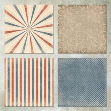 36 de coli de hârtie pentru scrapbooking, 15 cm (fundal vintage cu motive de cuvinte, stea, dungi), potrivite pentru Bullet Journal, Junk Journals, felicitări, albume și obiecte de artizanat