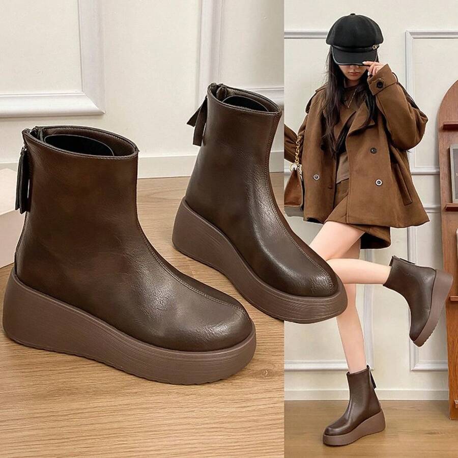 Women Mid-Calf Boots - nâu sẫm - Xem 1