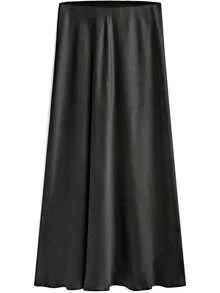 Women's 2025 Summer Satin Maxi Skirts High Waisted Spring Silk Casual A-Line Cocktail Party Long Skirt - Màu Hồng Tươi - Xem 10