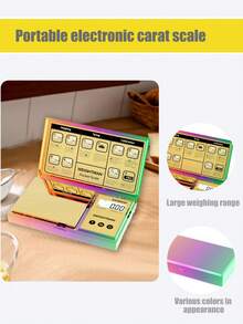 1 件彩虹镀铬数字秤 200g X 0.01 - 彩虹色迷你袖珍秤，精确的口袋大小饰品食物盎司克电镀称重功能，镀铬彩虹，粉色电镀闪亮镜面盖和平台称重食物带背光 LCD，多种单位转换（G/Oz/Lb），便携式，无需自带电池，适用于食物、小饰品和旅行使用 - 彩色 - 查看 12