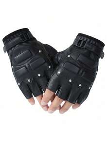 1 Pair Punk Style Black PU Leather Gloves - Third-line Women - View 14