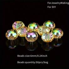 50 Pieces 3A Electroplated, Premium 96-Facet Glass Crystal Ball Beads For DIY Bracelet, Necklace & Jewelry Accessories Making