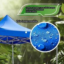 Repuesto De Lona para Toldo sin Paredes Tamao Exterior 3x3m Interior 2.92x2.92m Impermeable Proteccin Plegable Acero Lona Impermeable Jardn Casa Exterior Facil Armado Y Transporte Blanca - Rojo con UV Protección - Ver 5