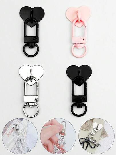 2in1 スマホケース ハートステッカー&ストラップフック付き、DIY スマートフォンストラップ、金属合金素材、自己接着、傷防止、スマホケース&バッグアクセサリー、スマートフォンキーチェーンデコレーション