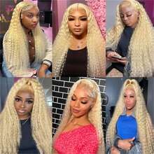613 Lace Front Wig Human Hair Pre Plucked With Baby Hair Deep Wave Blonde Virgin Hair Pre Plucked 13x4 HD Transparent Frontal Wigs With Baby Hair 24 Inch 200% Density Glueless Curly Wigs For Women - S613 - 查看 7