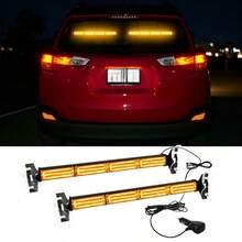 Barra de luces de advertencia de tráfico 2 en 1 de 2x17.9 pulgadas, ámbar/blanco, para camiones, luces de interiores del tablero