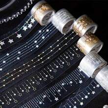6 Rolls Of Starry Night Curtain Series Packaging Sealing Stickers Suitable Various Scenes, Scrapbooking Diary Decoration, Phone Cup Stickers Notebooks Accessories Trash Journal Decorative Stickers, Art And Decorations, Party Gifts - Small Town Wild Series Volume 6 - View 1