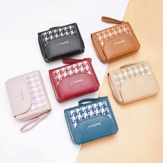 新款可爱女士小钱包带硬币拉链袋 PU 皮革钱包女式钱包女士钱包手拿包短款钱包带多个卡槽轻便便携，可放信用卡、身份证 白领人士，适合女性，适合女性节日、周年纪念、生日礼物礼物、配饰、礼品