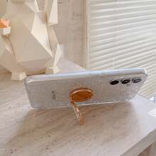 亮片 1 件高光手机软壳适用于 Apple 11/12/13/14/15/16 Pro Max、Galaxy S22/23/24/25+ Ultra、A04/A05/A14/A15/A24/A25/A34/A54/A56/A36/A26 - 白色+支架 - 查看 2