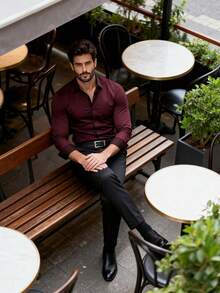 Men's Formal Business Commuter Solid Color Shirt, Fall