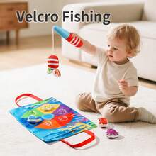 6pcs Fabric Fishing Toy Set - New Fishing Experience, Immersive Play, Storage Bag, Also Serves As Game Board; Various Cognitive Exercises, Baby Intelligence Development, Marine Animal & Color Recognition [6 Animals + 1 Fishing Rod + Storage Bag] - Multicolor - View 5
