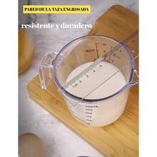 Tazas medidoras plsticas irrompibles sin BPA, 1 litro 600 ml 300 ml, boquilla, apilables, ideales para repostera - Transparente - Ver 7