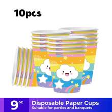 80/10pcs Cartoon Rainbow Cloud Party Supplies Set, 7/9 Inch Plates Cups Napkins Set, Suitable For 10-20 People, Applicable For Birthday Party, Picnic, Camping, Wedding Party Decoration - Multicolor - View 8