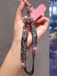2026新年情人节手机挂绳 - 奢华风格，镶嵌水钻，百搭INS风设计，长短可选，全水钻链条手机壳挂绳，1条全水钻挂绳，防丢防盗手机挂绳，含密封垫圈 - 多彩 - 查看 11