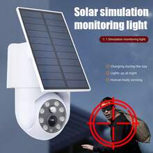 Lampes solaires d'extérieur, éclairage de sécurité extérieur, détecteurs de mouvement intelligents, fausse caméra de surveillance, éclairages d'allée, éclairages de patio, appliques murales, antivol. Étanchéité IP64, fausse caméra, fausse surveillance, sans câblage, fausse tête de surveillance, fausse surveillance, usage domestique.