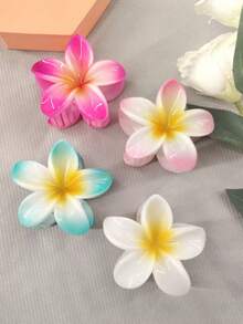 1pc/3pcs/4pcs/6pcs/9pcs 8cm Hibiscus Flower Shaped Hair Clips, Blue/Pink/Purple Lightweight Plastic Bathroom Hair Accessories Suitable For Daily Outing, Casual Party, Commute, Beach Holiday, Ponytail, Bun, Face Washing, Makeup, Outfit Matching Fashion Claw Clips