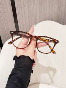 女士休闲豹纹铆钉眼镜 - 無色 - 查看 2