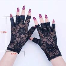 Luvas de Renda Sem Dedos para Mulheres, Luvas Sem Dedos de Tela Transparente Sexy, Luvas Antiderrapantes para Dirigir, Elegante Preto, Luvas de Renda de Meia Manga para Mulheres Primavera e Outono, Luvas Pretas Finas, Respiráveis e Elásticas, Sexy e Elegante, Adequadas para Dirigir e Ciclismo, Antiderrapantes