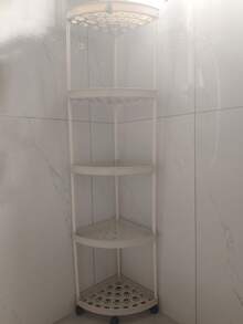 5/4/3 Tier Rotating Bathroom Storage Rack With Wheels And Triangular Base, Plastic Organizer Shelf For Corner, Kitchen, Living Room, Bathroom, Hotel, Balcony, Hallway And Entryway, Easy To Move And Disassemble, Ideal Gift