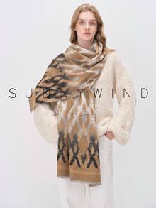 1pc Women's Paisley Pattern Polyester Versatile Scarf, Suitable For Autumn/Winter Daily Use - Khaki Black - View 3